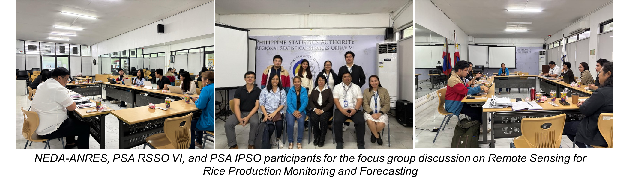 NEDA-ANRES, PSA RSSO VI, and PSA IPSO participants for the focus group discussion on Remote Sensing for Rice Production Monitoring and Forecasting