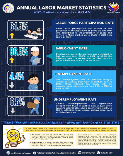 Infographics on 2023 Preliminary Results on Annual Provincial Labor Market Statistics - Aklan