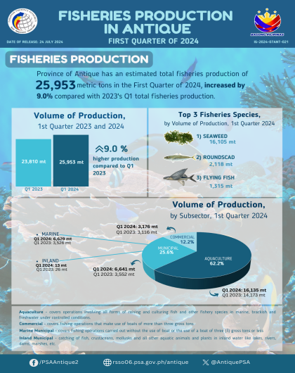 Fisheries Production in Antique: First Quarter of 2024